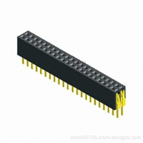 2.54mm Female Header with Straight Dual-row Type, 7.1mm Plastic Height, RoHS Mark